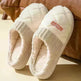Solid Rhombic Letter Home Slippers Winter Warm Non-slip Floor Bedroom Plush Slipper For Couple House Shoes Women Men - EX-STOCK CANADA