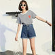 High Waisted Smoked Gray Denim Shorts For Women - EX-STOCK CANADA