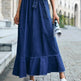 Ladies Fashion Casual Ruffled Blue Denim Maxi Skirt Women - EX-STOCK CANADA