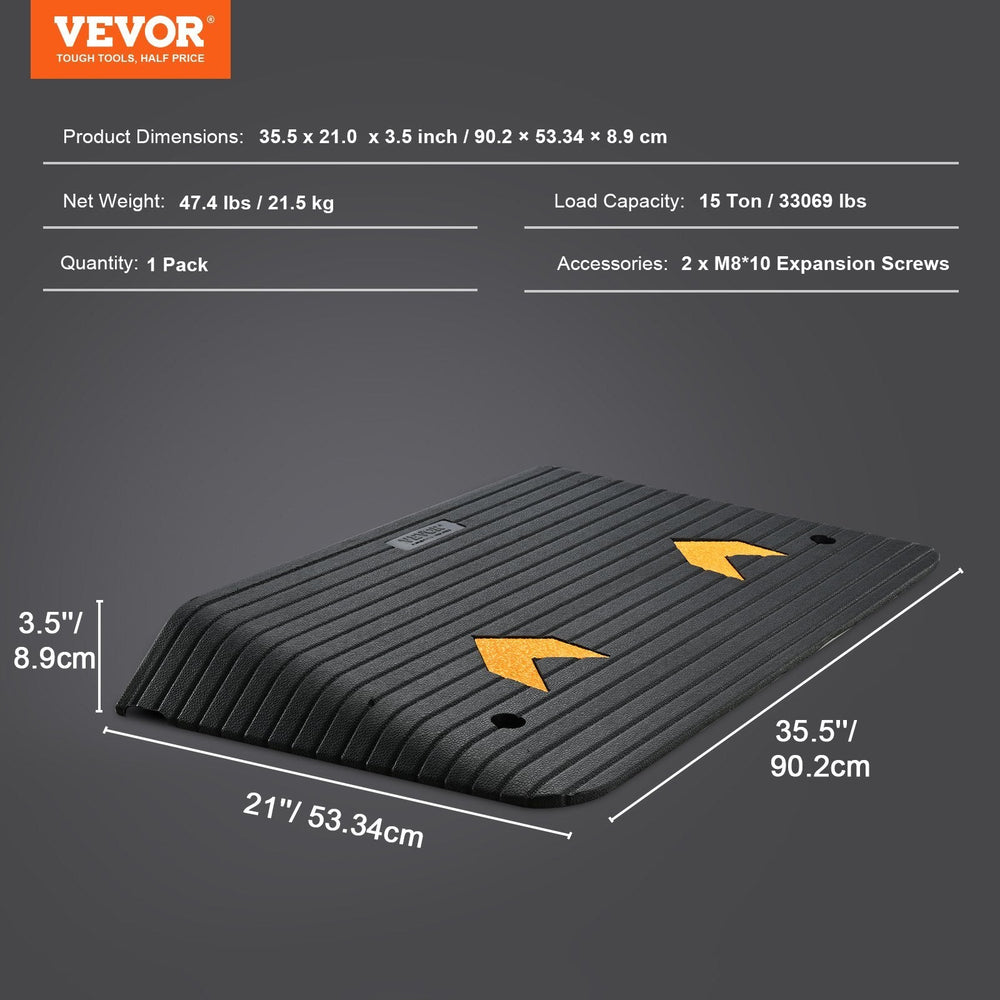 Upgraded Rubber Threshold Ramp, 3.5 Rise Door Ramp With 1 Channel, Natural Rubber Car Ramp With Non-Slip Textured Surface, 33069 Lbs Load Capacity Curb Ramp For Wheelchair And Scooter EX-STOCK