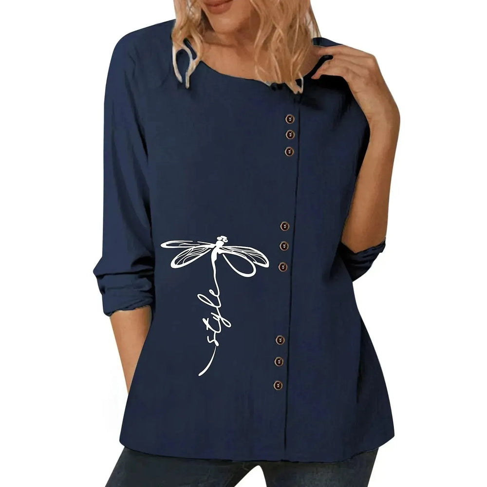 Casual Loose Cotton And Linen Long-sleeved summer Blouse Top For Women - EX-STOCK CANADA