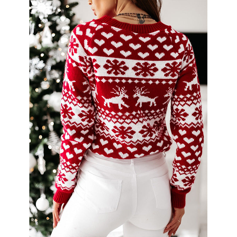 Christmas Elk Long Sleeve Knitted Sweater EX-STOCK Canada 