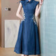 New Modified Version Denim Jeans Flared Midi Dress Female Machine Embroidery Retro - EX-STOCK CANADA