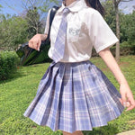 Student Jk Plaid Skirt Preppy Style Mini Pleated  Kilt Skirt - EX-STOCK CANADA