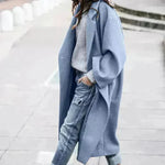 Lapel Single Breasted Women Winter Solid Woolen Trench Coat Long Jacket - EX-STOCK CANADA