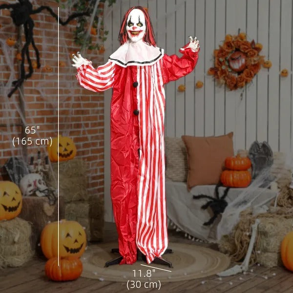 Life Size Halloween Animated Clown With Red Light Up Eyes, Sound Activated Scary Halloween Decorations, Battery Operated EX-STOCK Canada 