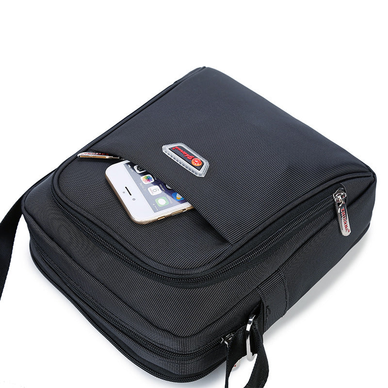 Men's Oxford Cloth Messenger Bag – Shoulder & Crossbody, Black & Brown