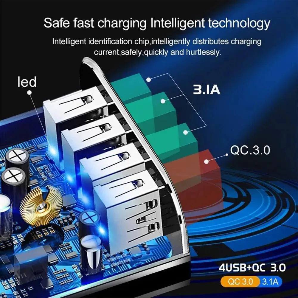 Illuminated 4USB Mobile Phone Charger 3A Charging Head - EX-STOCK CANADA