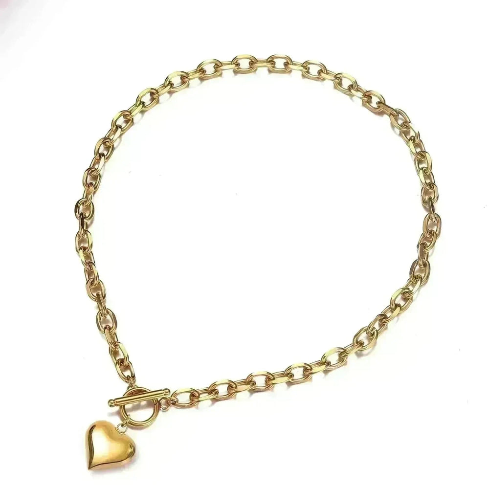 Personalized Punk Stainless Steel Peach Heart Pendant Hemp Flowers Valentine Necklace - EX-STOCK CANADA