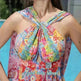 Casual Women's Floral Style Large Hem Cross Open Back Dress - EX-STOCK CANADA