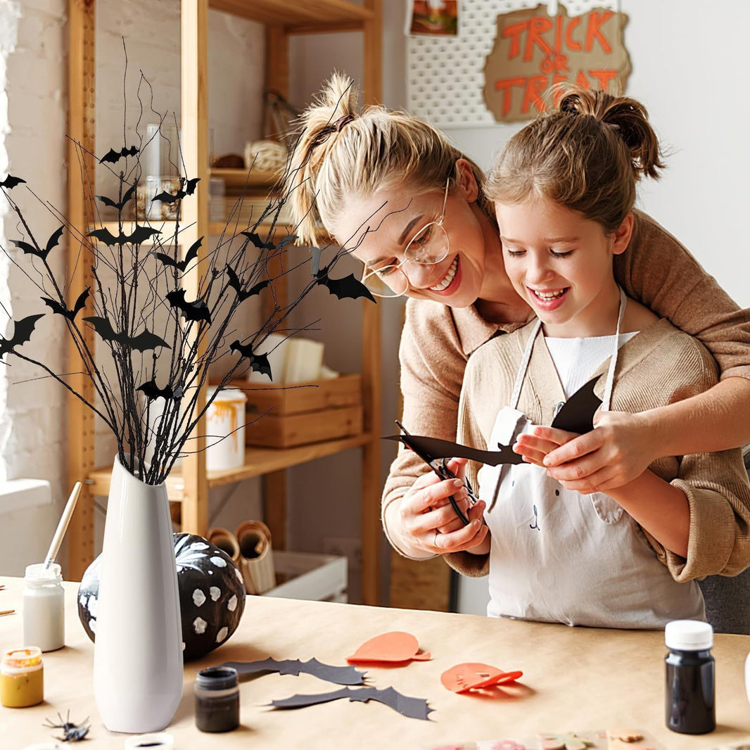 Curly Willow Branches 29.5 Inch Artificial Bendable Stems Black Branches With 36Pcs Halloween Bat Stickers For Halloween Wreath Home Party Decorations--Cannot Be Listed On Amazon Platform EX-STOCK