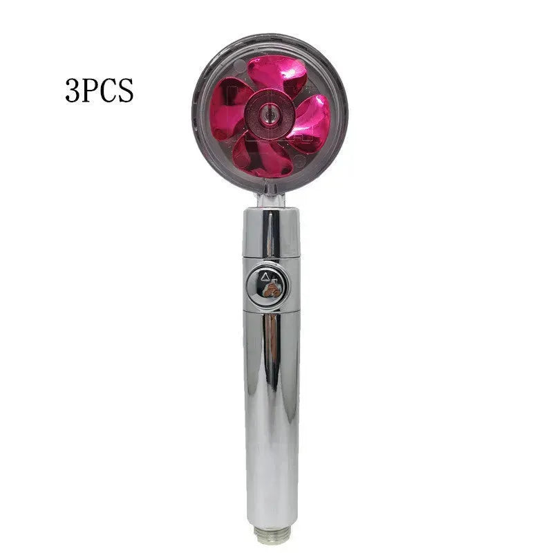 Propeller Driven Shower Head With Stop Button And Cotton Filter Turbocharged High Pressure Handheld Shower Nozzle - EX-STOCK CANADA