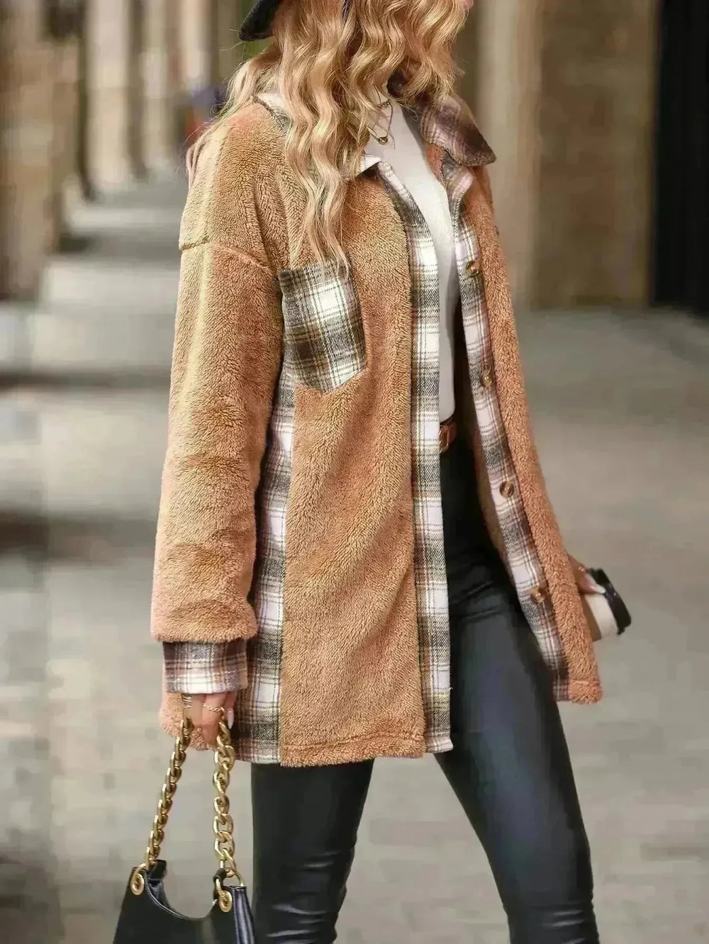 Plaid Woolen Coat Fashion Lapel Single-breasted Mid-length Coat Women's Clothing - EX-STOCK CANADA