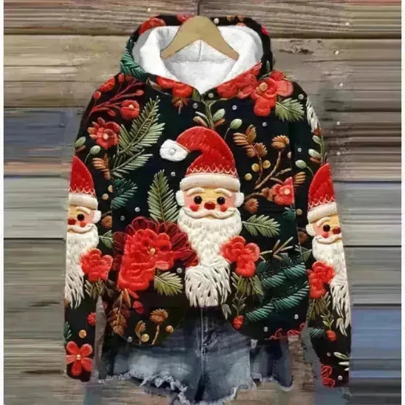 Print Christmas Holiday Casual Hoodie Sweater Pullover - EX-STOCK CANADA