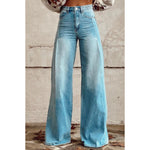Thermal Transfer Bell-bottom Pants Simulation Denim Trousers Loose Pants 