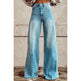 Thermal Transfer Bell-bottom Pants Simulation Denim Trousers Loose Pants 