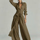 Neutral colour women's linen-blend coordinated set