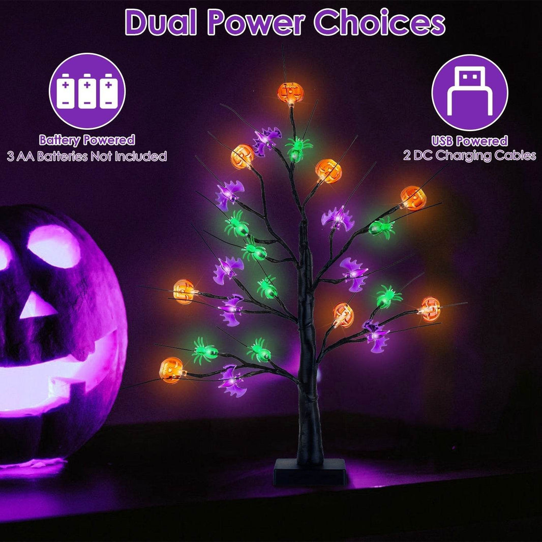2Pack 1.97FT Lighted Halloween Trees Halloween Indoor Decorations Black Halloween Tree Lights With Timer Adjustable Twigs For Tabletop Party EX-STOCK