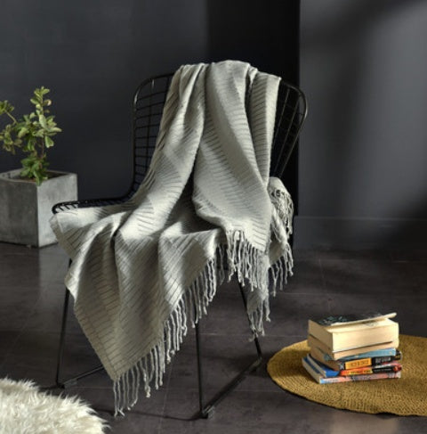 Fringed Knitted Small Blanket Napping Blanket Sofa Blanket EX-STOCK Canada 