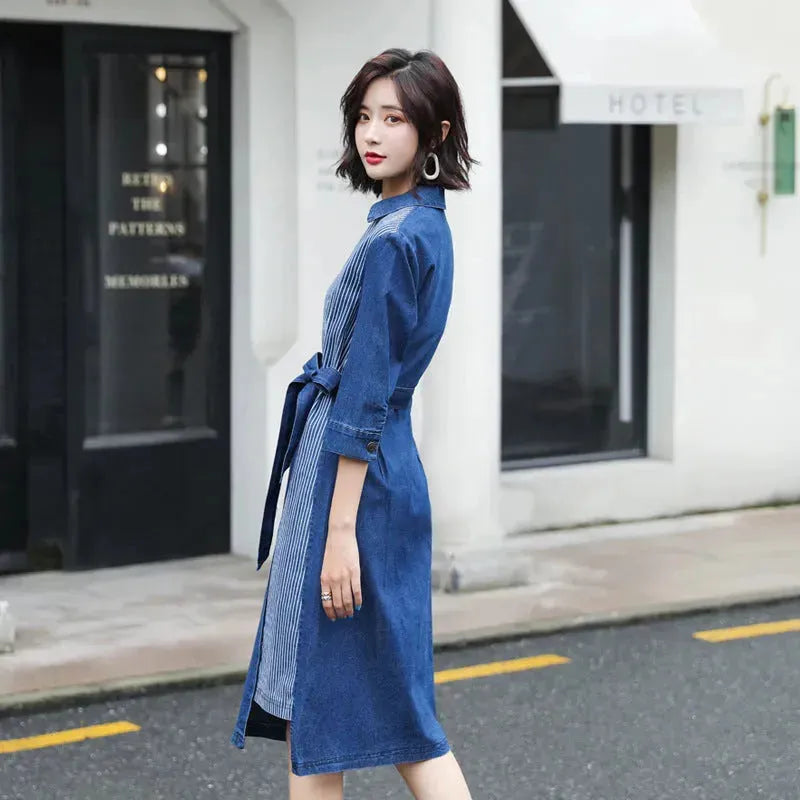 Casual Fashion Slim denim Wrap dress