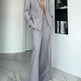 Women's Grey Single-Button Blazer & Wide-Leg Pants Suit – 2-Piece Office Set | Sizes XS–XL