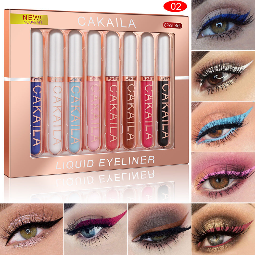 Cakaila liquid eyeliner set with application examples on eyes