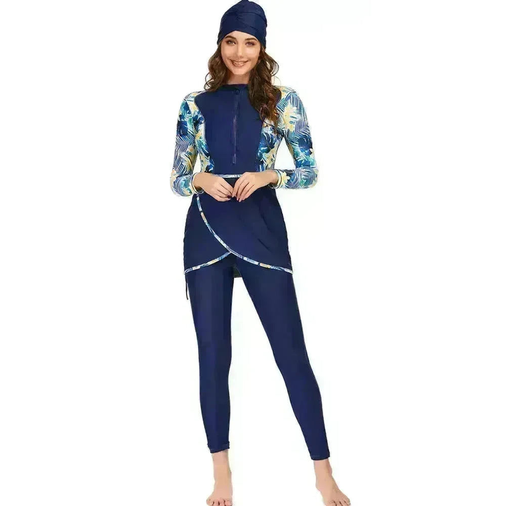 ArabSwimsuit Long-sleeved Trousers Three-piece Set Conservative Sun Protection With Chest Pad EX-STOCK