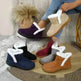 Insulated Cotton-padded Boot Shoes  Flat Bottom Solid Color Fleece Lined perfect for winter - EX-STOCK CANADA