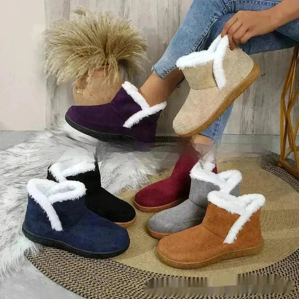 Insulated Cotton-padded Boot Shoes  Flat Bottom Solid Color Fleece Lined perfect for winter - EX-STOCK CANADA