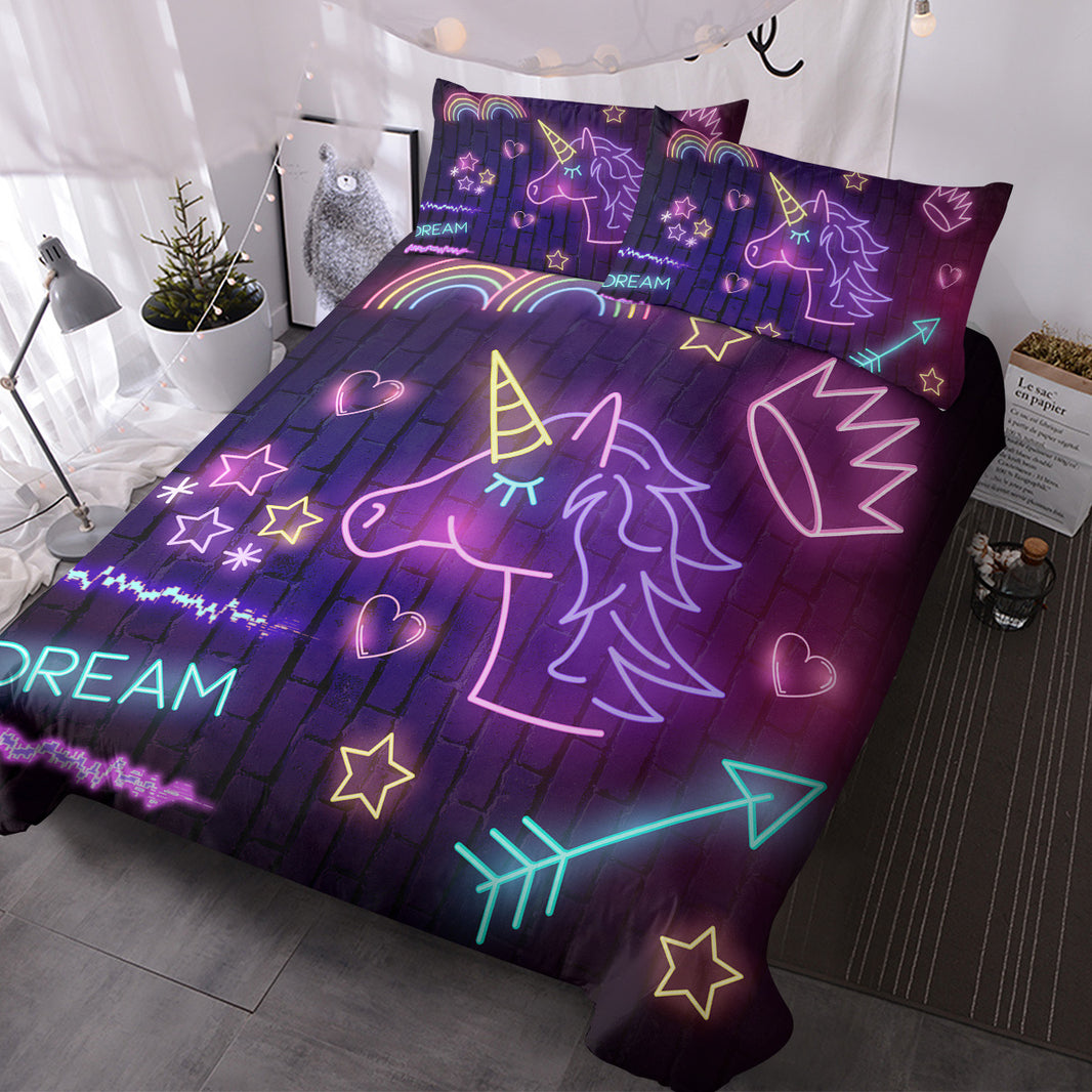 Star Bedding Neon  Pattern 3 Piece Black Duvet Cover Set EX-STOCK Canada 