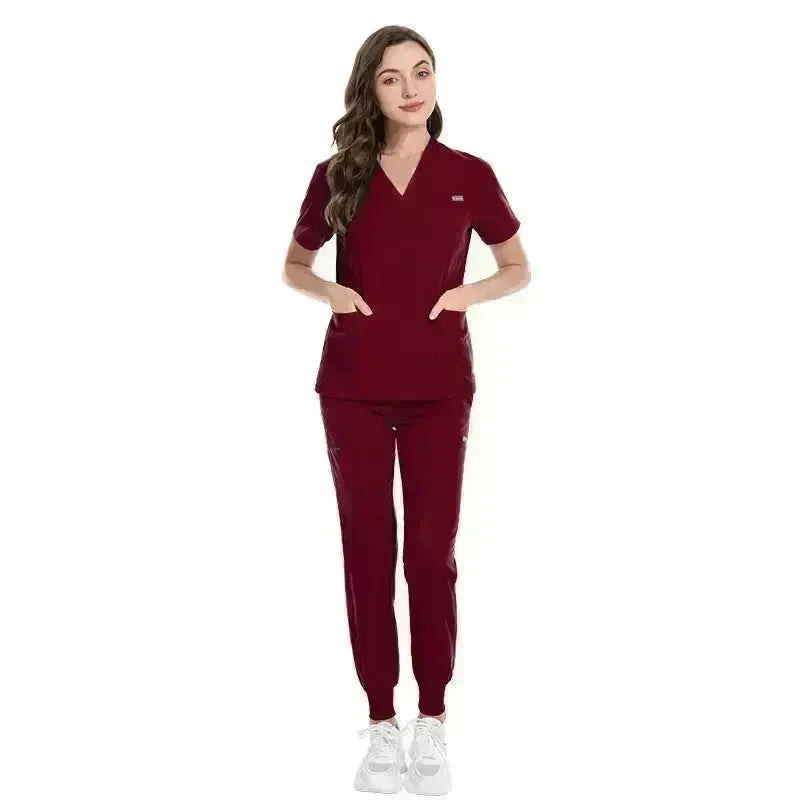 Hospital Nurses V-Neck Suit Work Uniform Workwear - EX-STOCK CANADA