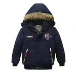 Small Medium-Sized Boys Cotton-Padded Fur Hoodie Winter Jackets for kids - EX-STOCK CANADA