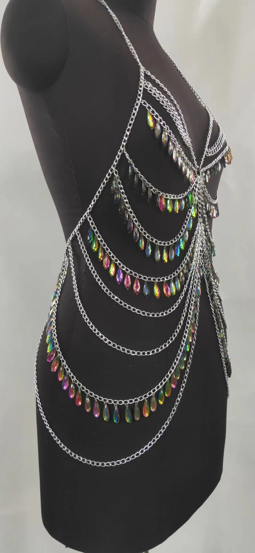 Nightclub Party Colorful  Crystal Body Chains for Stripers Lingerie Accessory - EX-STOCK CANADA