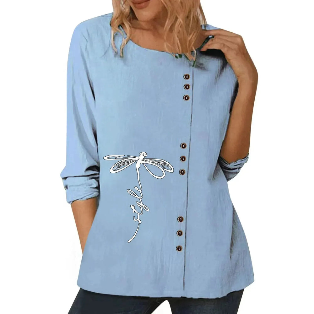 Casual Loose Cotton And Linen Long-sleeved summer Blouse Top For Women - EX-STOCK CANADA