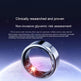 Smart ring with text about non-invasive glycemic risk assessment on a space-themed background