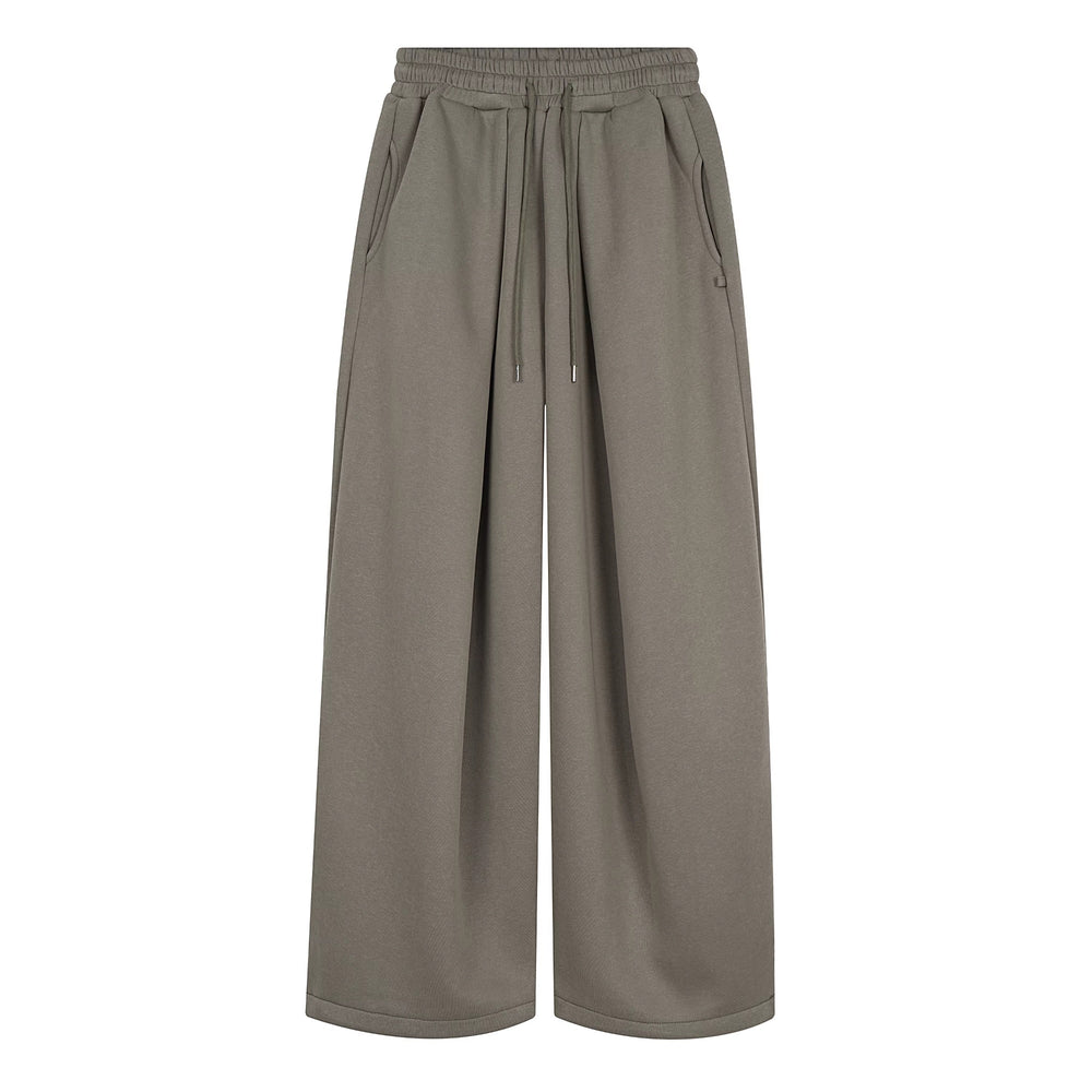 Women's Embroidered Balloon-Leg Sweatpants – Pleated Ultra-Wide Drawstring Pants | Gray, Pink & Gray Green 6