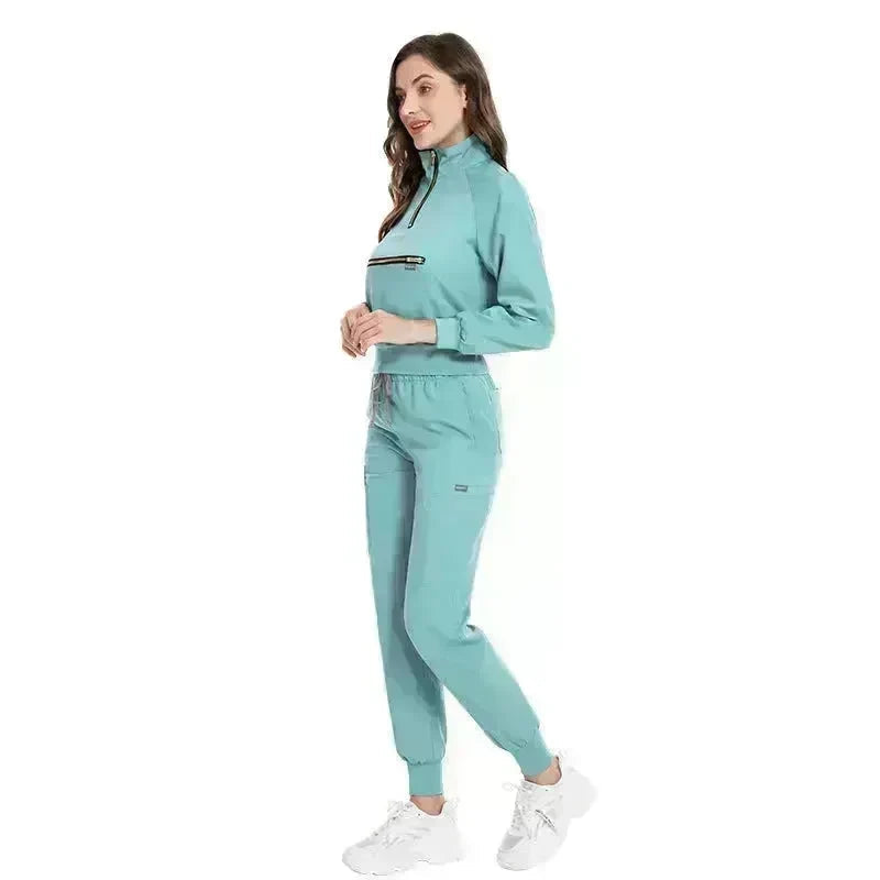 Leisure Jogging Surgical Gown Split Hospital Surgical Gown Stretch Nurse Suit EX-STOCK