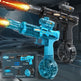 Toy gun with blue and black design, featuring a detachable light gun head, on a dark background.
