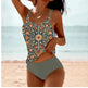 Vintage Printed Split High Waist Conservative Swimwear - EX-STOCK CANADA