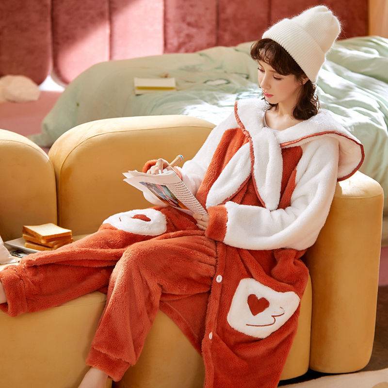 Sweet Fall Pajamas Flannel Nightgown Women - EX-STOCK Canada