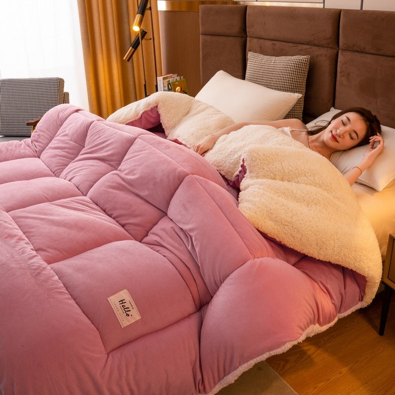 Thickened Milk Fiber Quilt Double-sided Velvet Warm Thickened Duvet Insert EX-STOCK Canada 