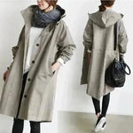 Women Casual Style Hoodie Windbreaker Mid-Length Long-Sleeved waist Jacket