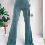 High Waist Lamp Wick Corduroy Bell-bottom Pants Wide Leg Women - EX-STOCK CANADA