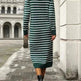 Slim Striped Printed Long Cashmere Dress  Autumn And Winter Long Sleeve Dresses For Women - EX-STOCK CANADA
