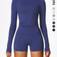Women's Four Seasons Sports Suit, Women's Long Sleeve Round Neck Sports T-shirt And High Waist Tight Shorts Yoga Suit. EX-STOCK