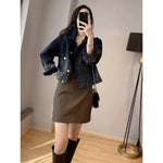 Black Retro Leopard Print Denim Jacket For Women - EX-STOCK CANADA