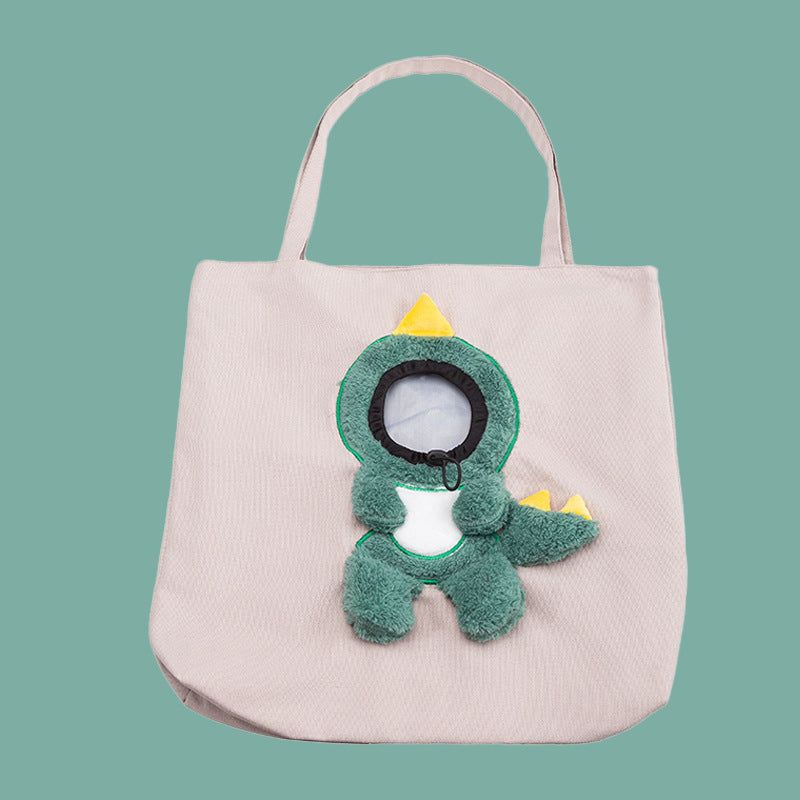 Cartoon Character Canvas Pet Carrier Tote Bag – Cute 3D Plush Design for Cats & Small Dogs | Rabbit, Bee & Dinosaur | 2 Sizes