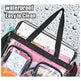 Clear waterproof bag with items inside, showing water droplets on surface