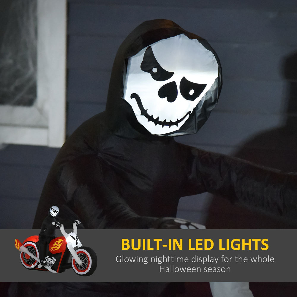 6' Long Halloween Grim Reaper Flaming Motorcycle Outdoor LED Lighted Airblown Inflatable Decoration Holiday Seaon Garden Lawn Decor EX-STOCK Canada 