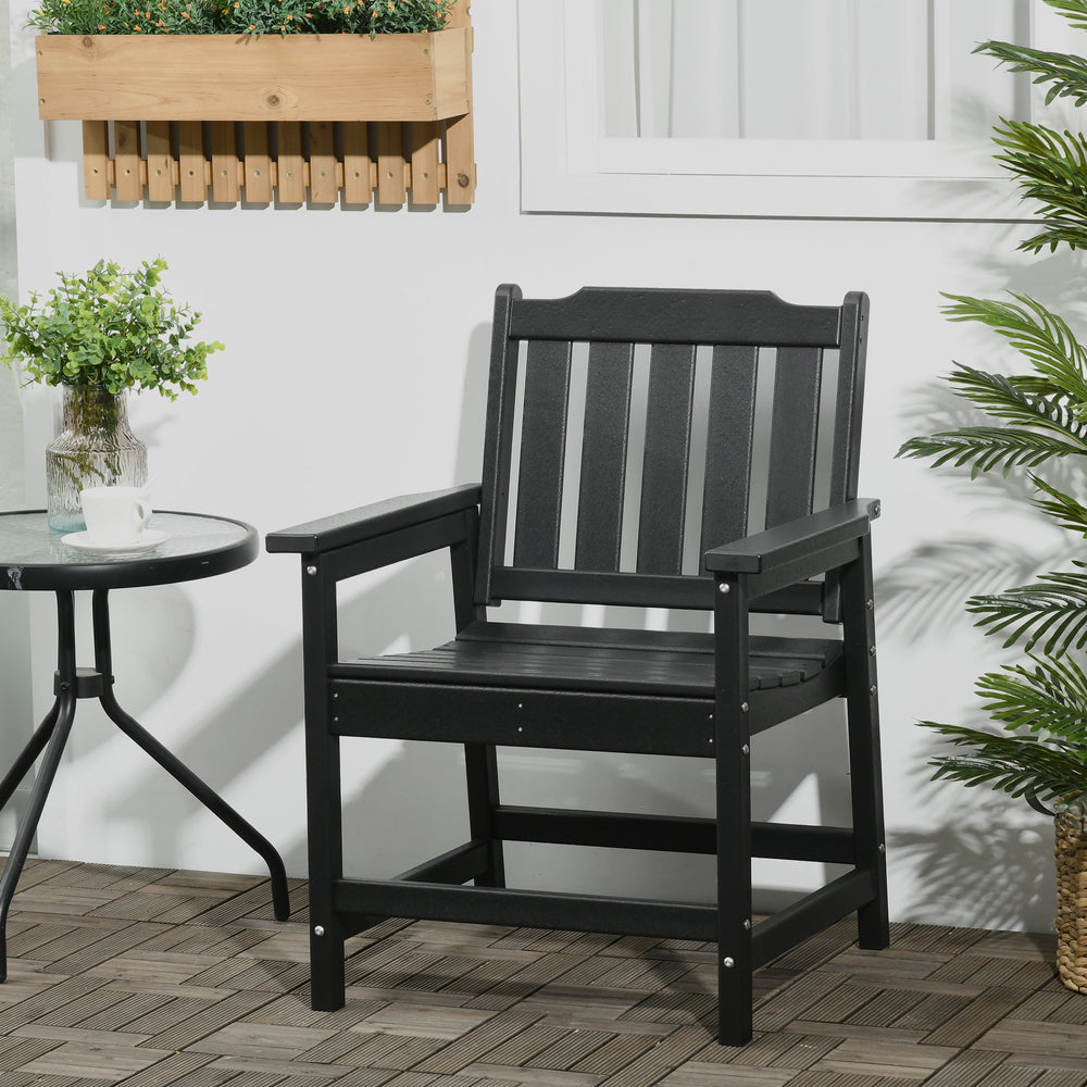 Ensemble de 2 chaises de patio toutes saisons, chaises de salle à manger de patio en HDPE, mobilier d'extérieur robuste imitation bois, noirEX-STOCK Canada 